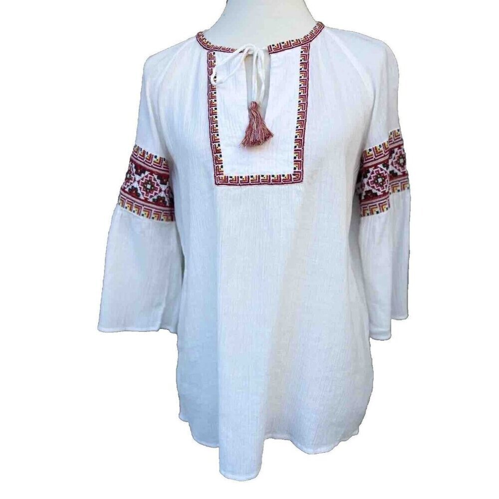 French Connection Women's White Adanna Embroidered Top Size M - Picture 2 of 15